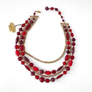 60s Multi-Strand Acrylic Bead Chain Necklace Vintage West Germany Original Tag